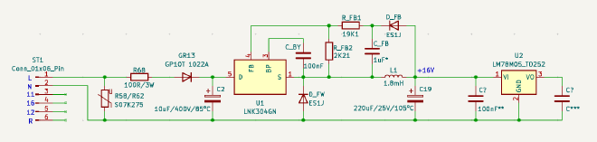 Circuito da fonte de alimentación da placa V3FA-UNIV