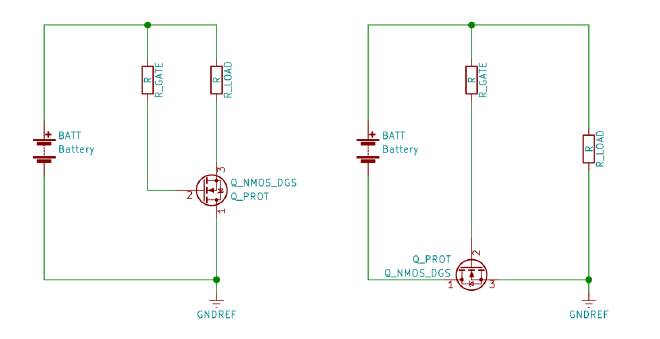 Protección contra polaridade inversa con MOSFET de canle N